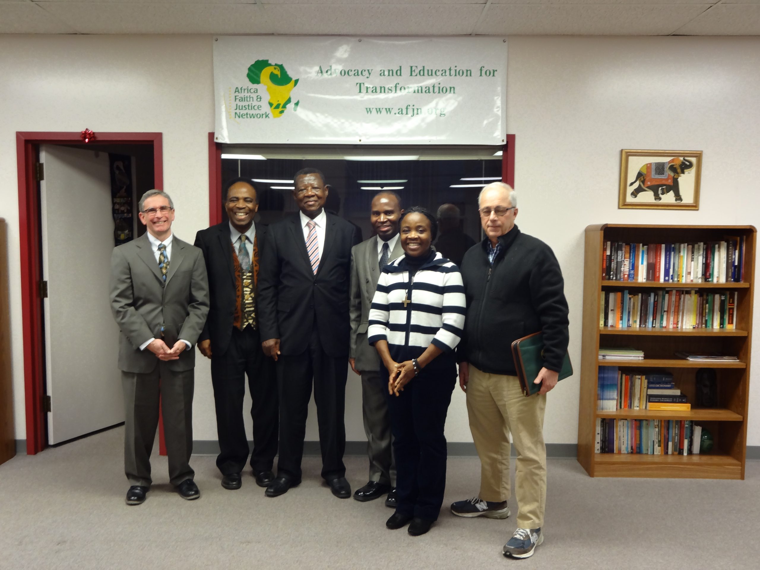 DRC Minister of Information Lambert Mende , 3rd from the left, at AFJN office in Washington on January 11, 2017 for a Briefing on DRC political crisis 