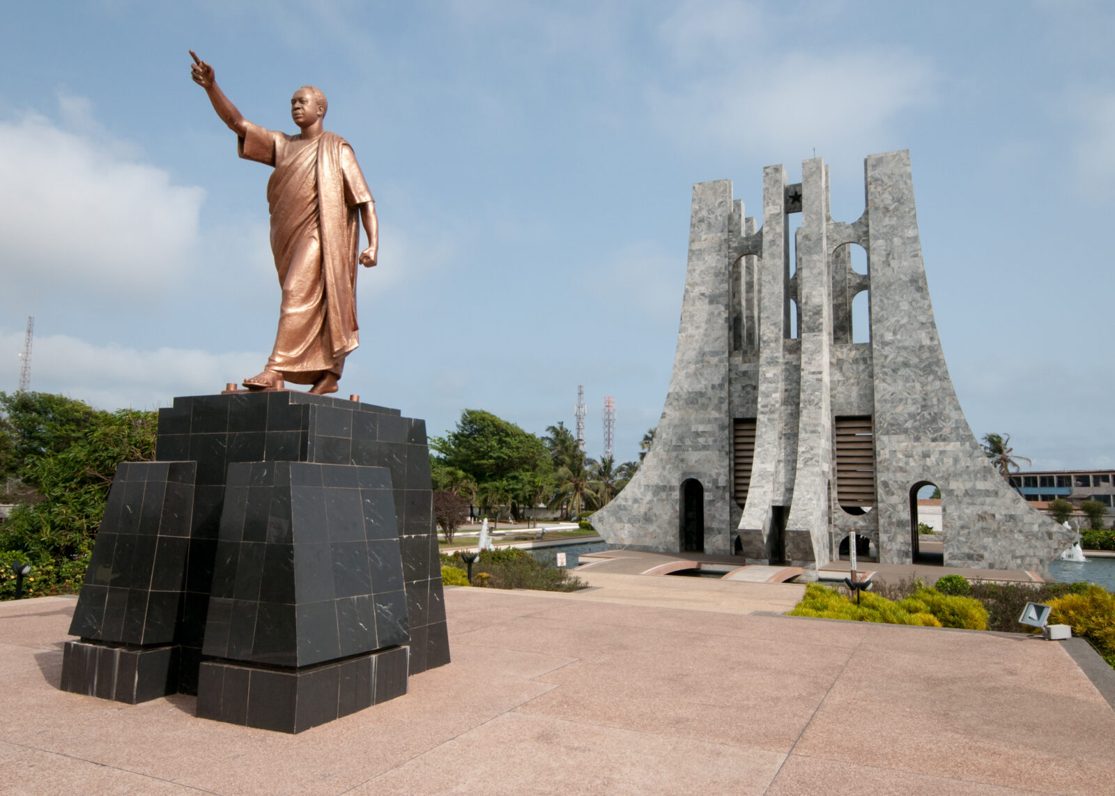 Kwame Nkrumah Memorial Park (KNMP) is a National Park in, Accra, Ghana named after Osagyefo Dr. Kwame Nkrumah, the founding father of Ghana.It is also a mausoleum with his body and that of his wife buried within the stone structure.