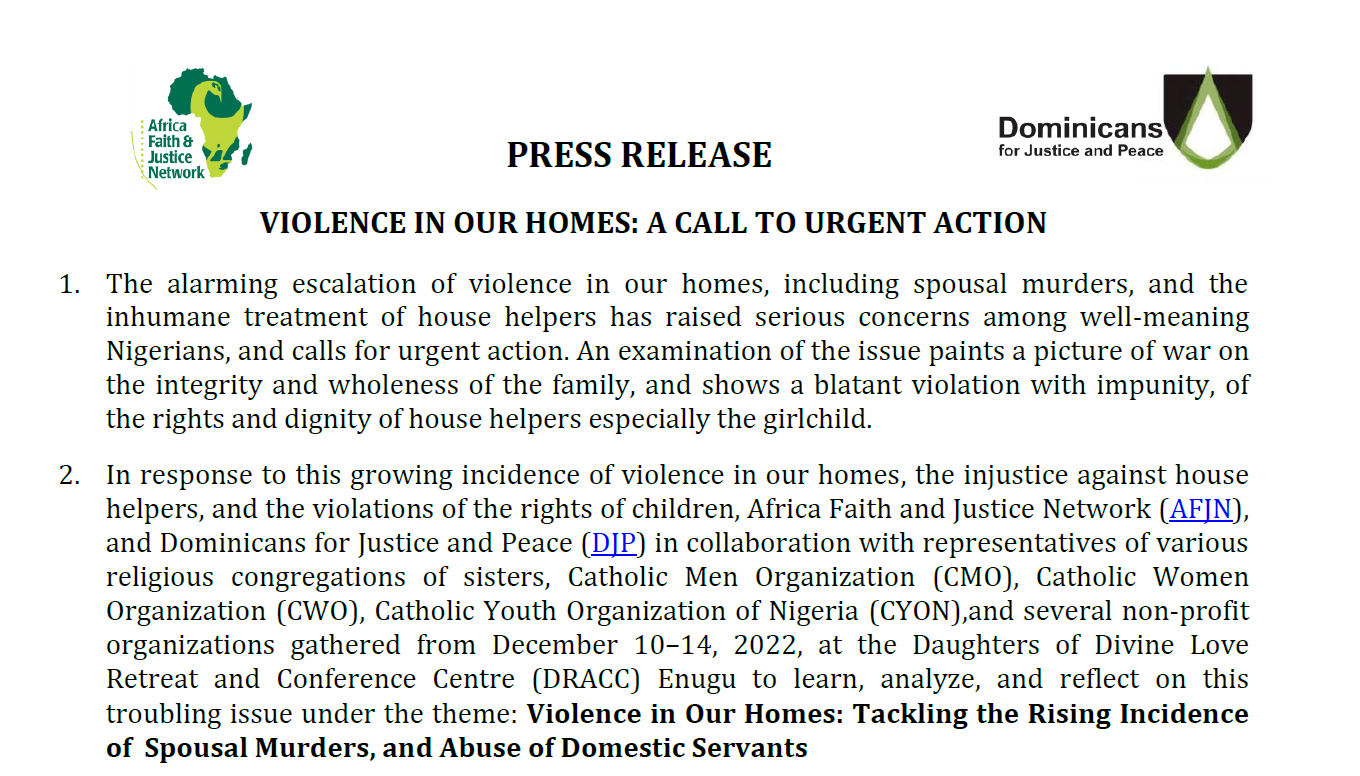 AFJN nigeria press release dec 2022