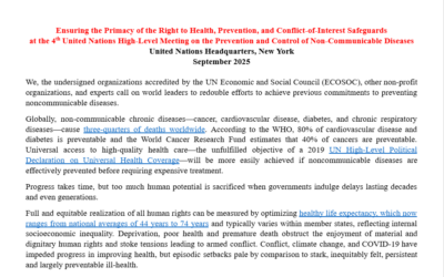 AFJN Endorses the Joint Letter Ahead of the UN Meeting on the Prevention and Control of Non-Communicable Diseases
