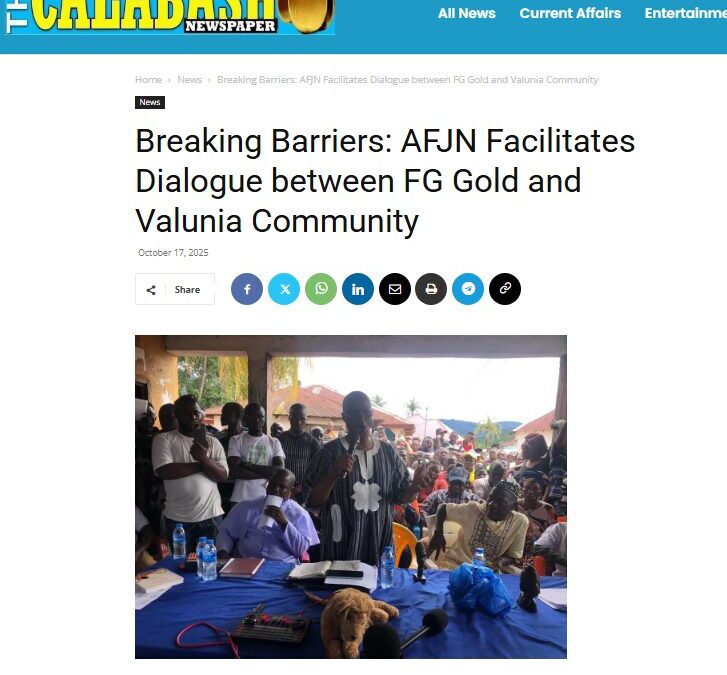 In the News: AFJN Community Dialogue Featured in The Calabash Newspaper