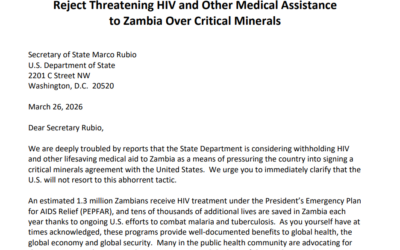AFJN and 90 Organization Send Letter to Secretary Rubio on Minerals Trade and Health in Zambia